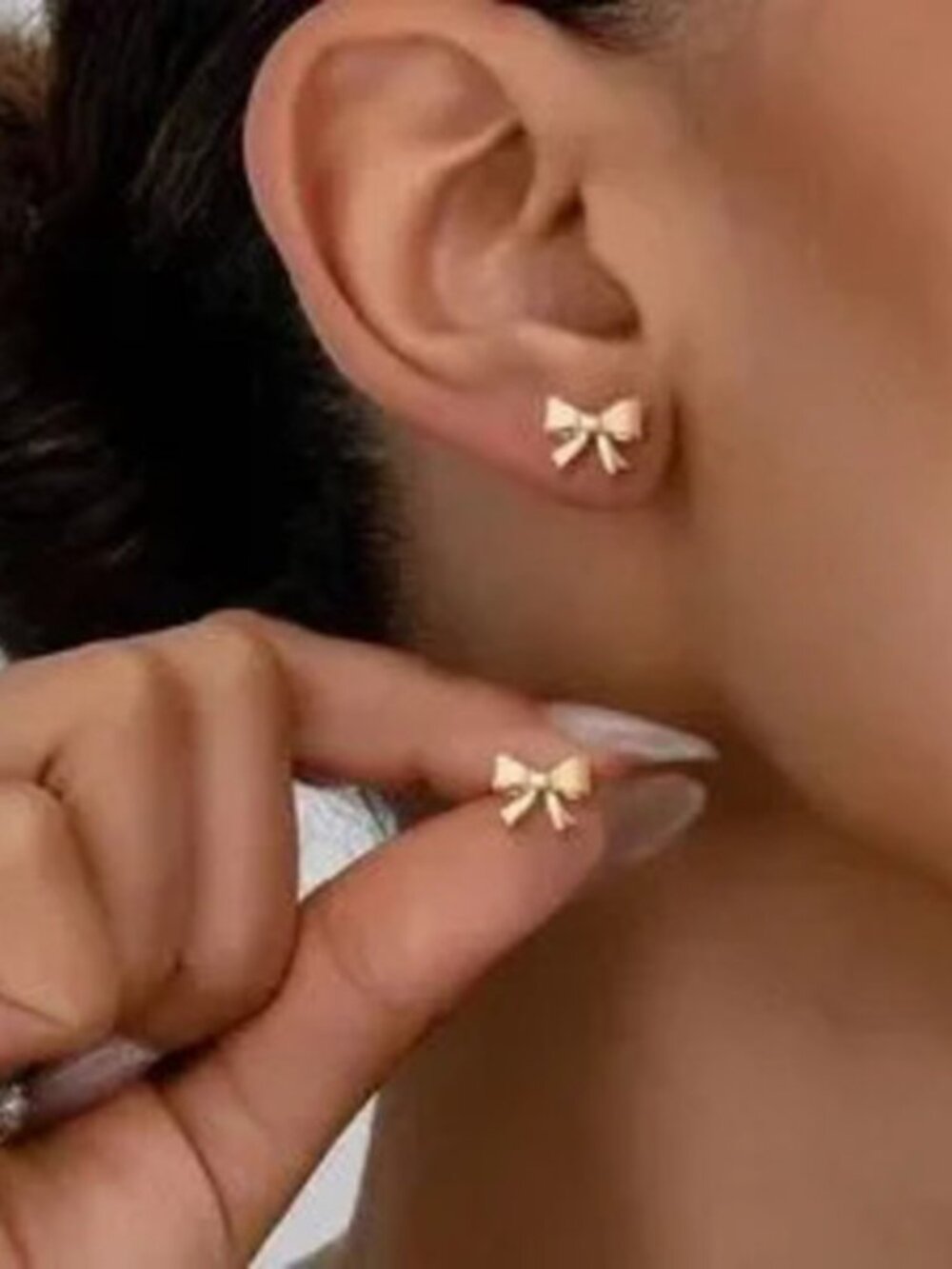 Gold Copper Mini Bow Stud Earrings